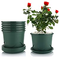 T4U 22CM Maceta de Plástico con Platillo Juego de 6- Maceta de Vivero de Control de Raíces Maceta de Jardín Decorativo…